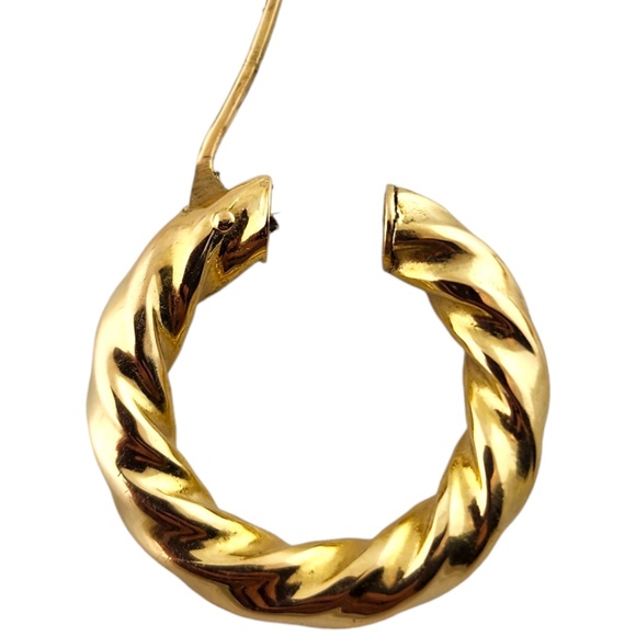 18 Karat Yellow Gold Twisted Hoop Earrings #18486 - Picture 5 of 7